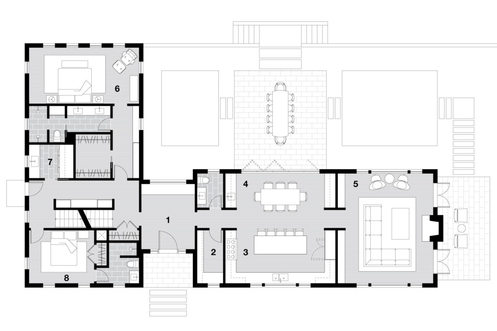 First floor plan of the new modern farmhouse.