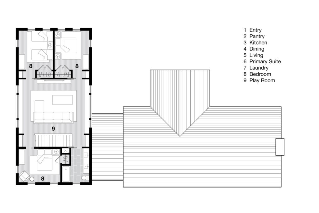 Second floor plan of the new modern farmhouse.
