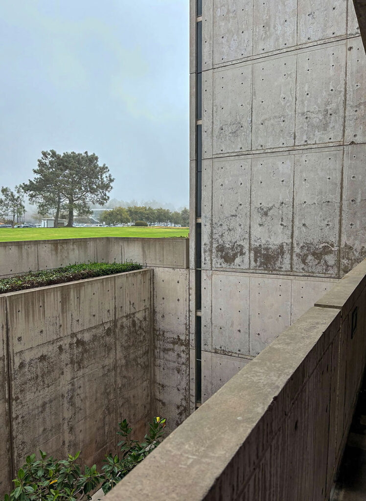 View looking into a recessed light well  at the Salk Institute.